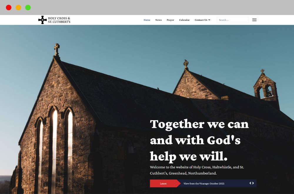Preview of the Holy Cross and St. Cuthbert's website.