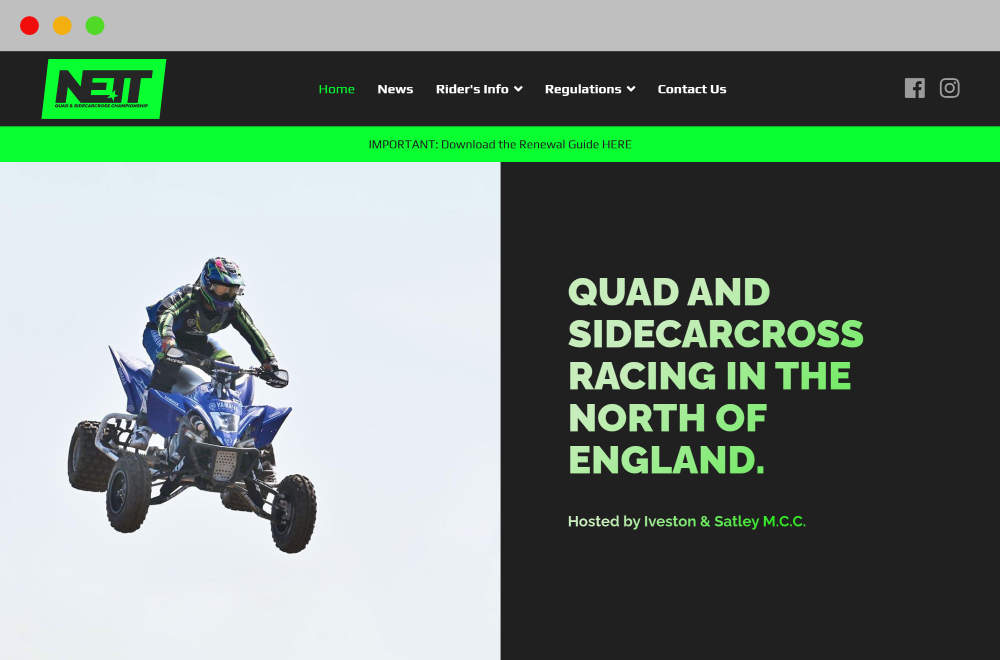 Preview of the NETT Quad Championship website.
